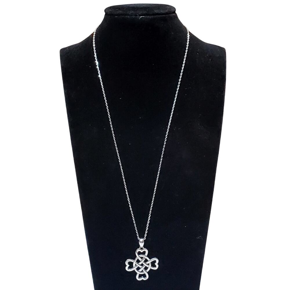925 Celtic Infinity Heart Necklace 10" Silver Vtg